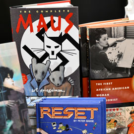book covers including the graphic novel Maus