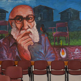 Painting of the late education philosopher Paulo Freire 