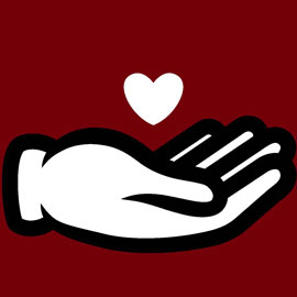 graphic of a gloved hand with a heart above it