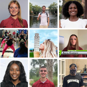 A photo grid with headshots of the 9 students featured in a gallery highlighting stories of student resilience throughout the pandemic.