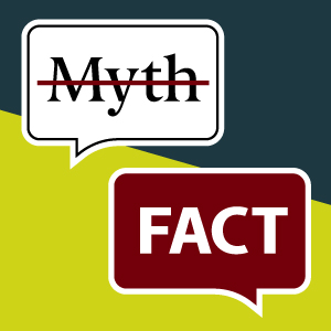 colorful graphic with the words fact and myth