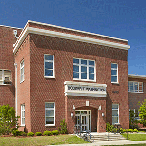 brick exterior of Booker T. Washington High School in Columbia, South Carolina
