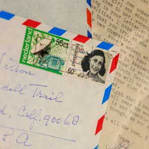 Old letters with an Anne Frank stamp. 