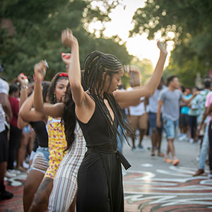 students dance at the AAAS cookout