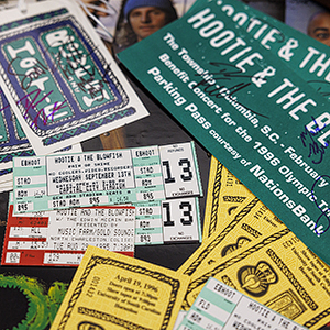Hootie and the Blowfish memorabilia including ticket stubs, parking passes and VIP tickets