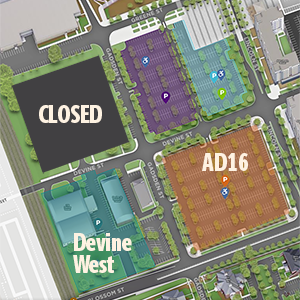 Map of affected parking lots near Colonial Life Arena