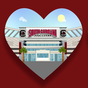 Williams Brice Stadium in a heart shape. 