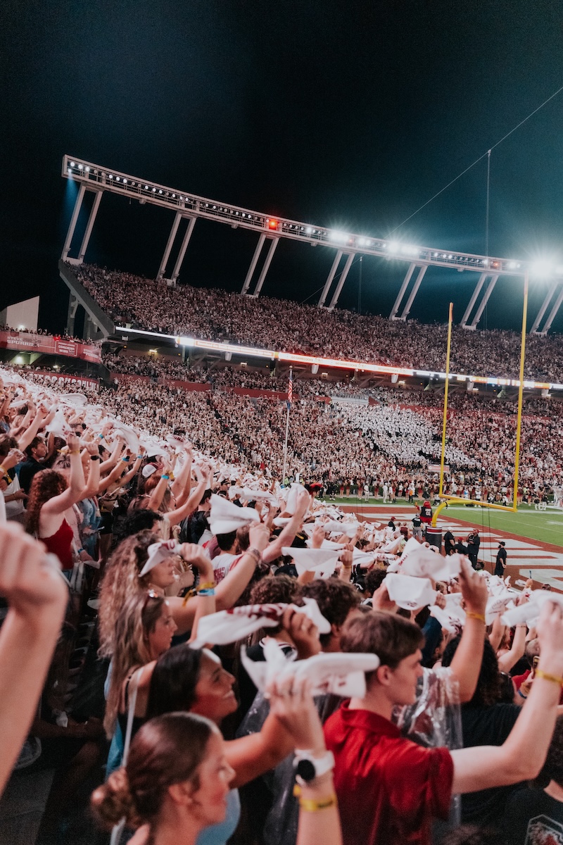Crowd of people sandstorming at Williams Brice Stadium