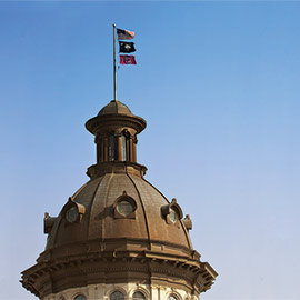 usc flag hanging on statehouse