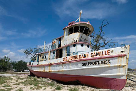 Boat stranded after Hurricane Katrina