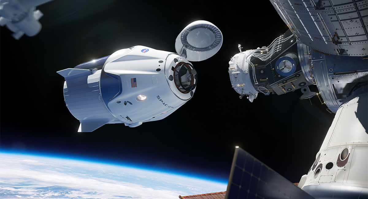 The international space station floating above the earth.