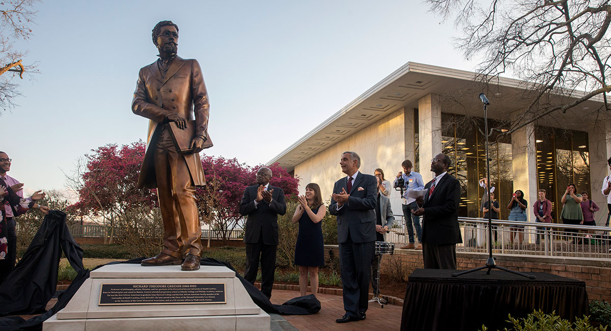 Pastides at the greener statue unveiling