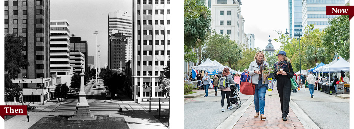 main street back in the day and now