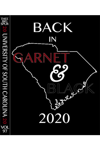 The cover of thenew Carolina YB. It says "Back in Garnet and Black 2020"