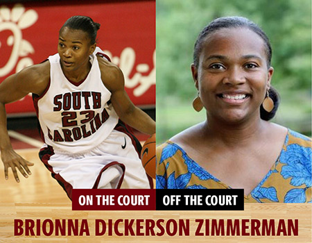 Brionna Dickerson Zimmerman as a player and as a school development officer