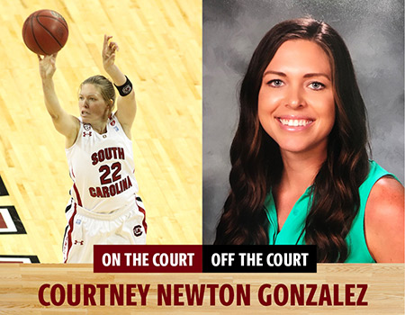 photos of courtney newton gonzalez as a player and as a high school counselor and coach