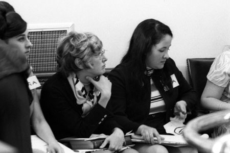 jean toal and vicki eslinger at a senate hearing on the ERA in the 1970s 