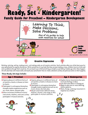 cover and inside page of a booklet to help prepare children for kindergarten