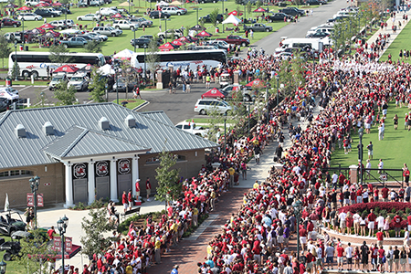 A crowd of Gamecock fans outside the stadium