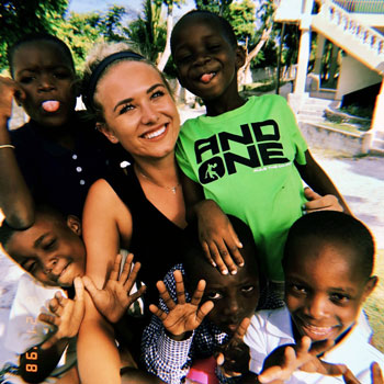 Summer rogers surrounded by children