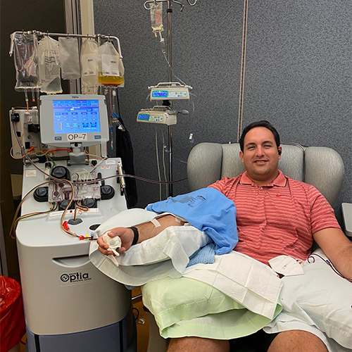 Alex Medina donates blood stem cells