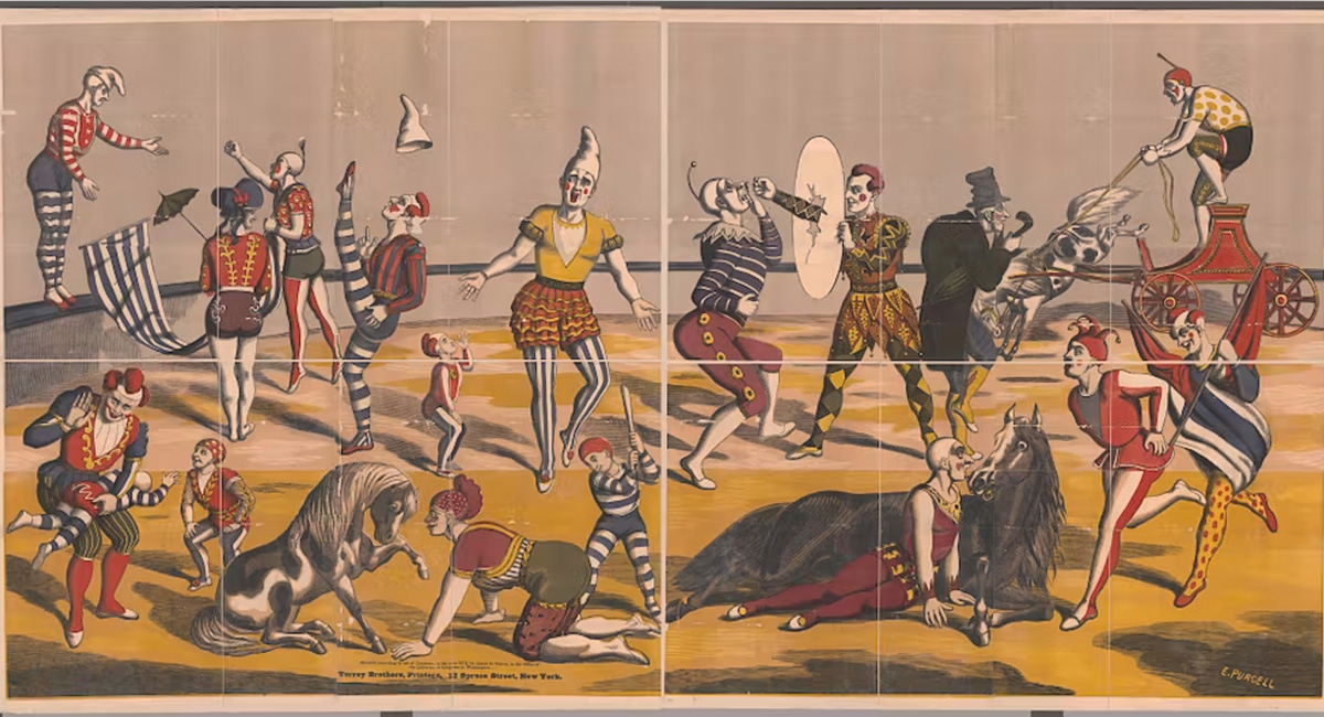 A painting of a 19th century circus