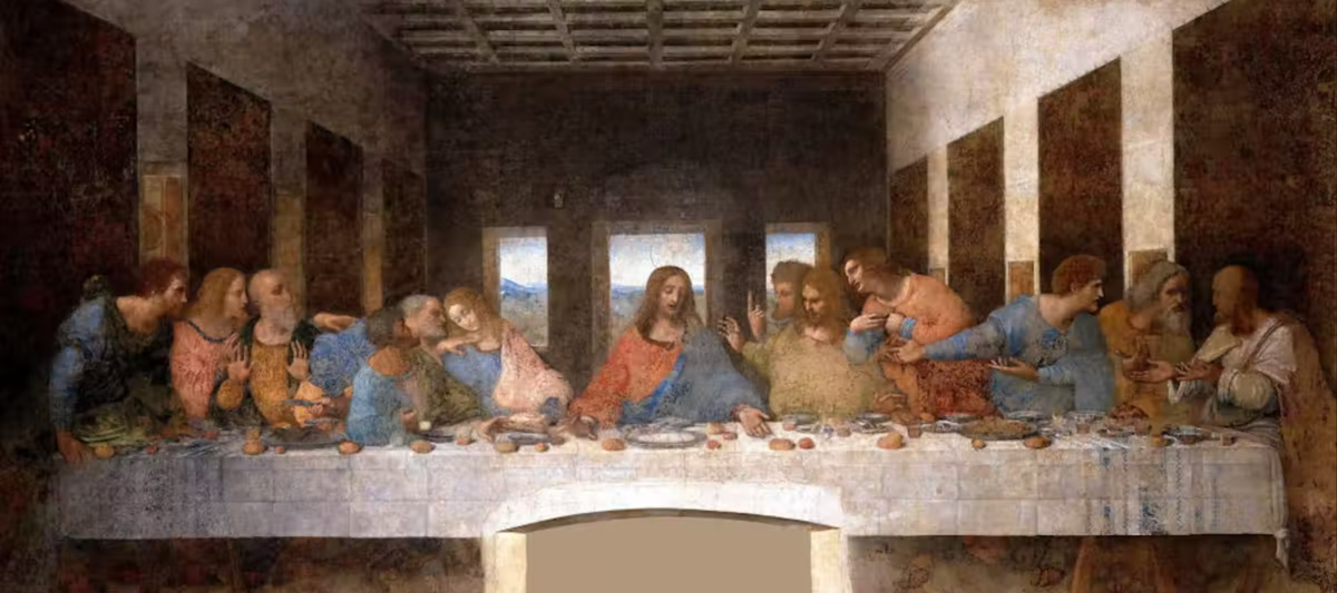 Jesus and the twelve disciples at the last supper