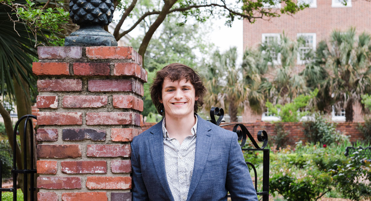 A portrait of Neal Hammond on the USC horseshoe.