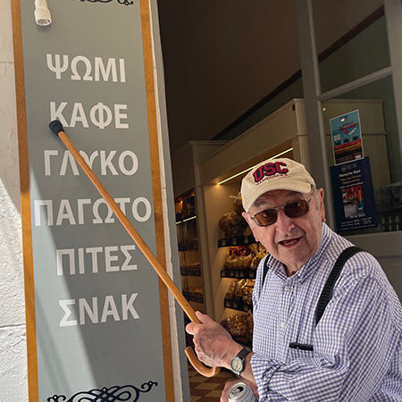 Papajohn teaches Greek words to the family.