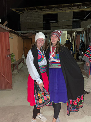 Farace and classmate wear traditional attire for dancing.