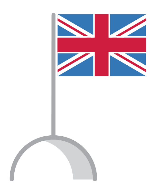 An animated illustration of the flag of the United Kingdom waving.