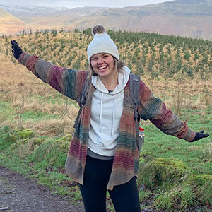 Abby Druckenmiller on a hike along the West Highland Way in Scotland during her study abroad.