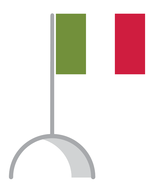 An animated illustration of the flag of Italy waving.