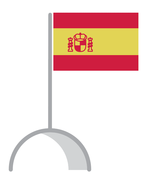 An animated illustration of the flag of Spain waving.