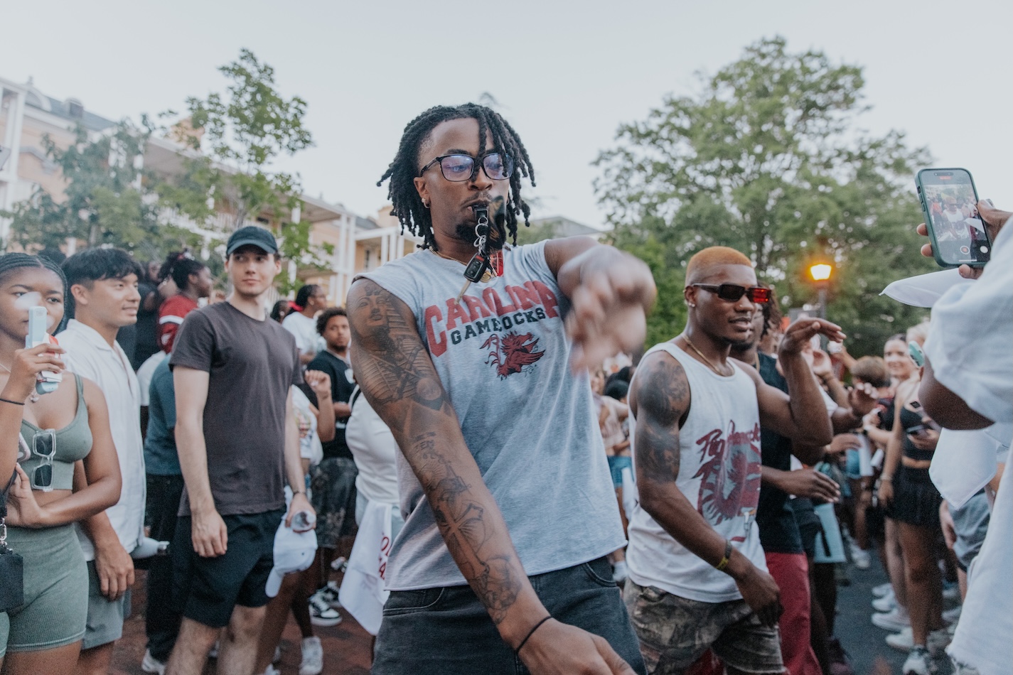 A male strolling on greene street