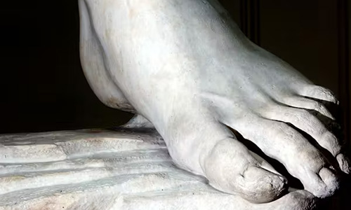 Black and white drawing detail of a foot