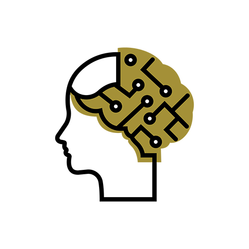 drawing of a head with an abstract brain