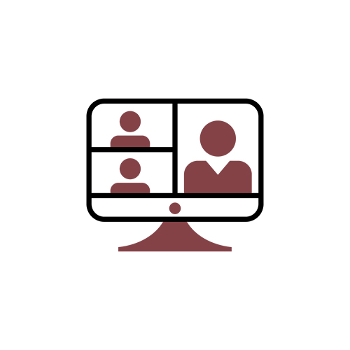 drawing of a monitor with people meeting